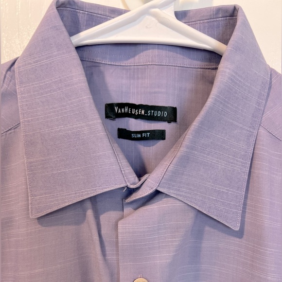 Van Heusen Studio Purple Blend Dress Shirt - Picture 4 of 6